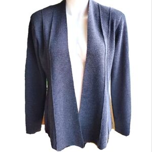 Eileen Fisher Italian Fine Merino Wool Dark Charcoal Gray Open Cardigan Size M